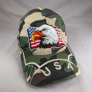 USA City Hunter Hat Men OS Green Woodland Camo‎ Strapback Cap Eagle